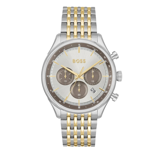 Hugo Boss Two-Tone Stainless Steel Silver Dial Chronograph Quartz Watch For Gents - Hugo Boss 1514053