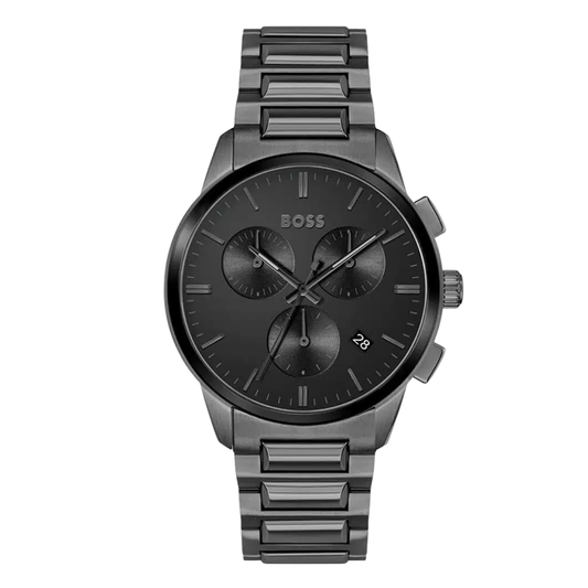 Hugo Boss Black Stainless Steel Black Dial Chronograph Quartz Watch For Gents - Hugo Boss 1513929