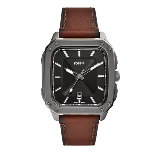 Picture of Fossil Inscription Brown Leather Strap Black Dial Quartz Watch for Gents - F5934 - Available at Raja Sahib