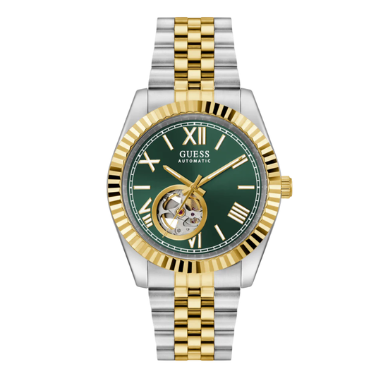 Picture of Guess Two-tone Stainless Steel Green Dial Automatic Watch for Gents - Guess G0984G4 - Available at Raja Sahib
