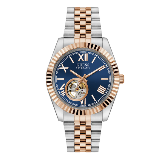 Picture of Guess Two-tone Stainless Steel Blue Dial Automatic Watch for Gents - Guess G0984G5 - Available at Raja Sahib
