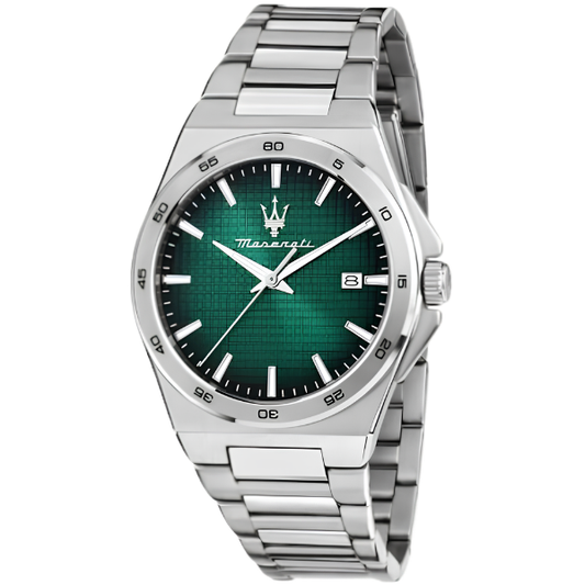 Maserati Silver Stainless Steel Green Dial Quartz Watch for Gents - R8853153003