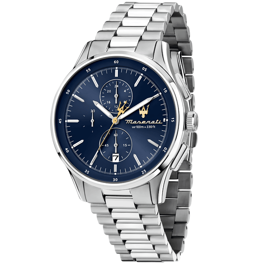Maserati Sorpasso Silver Stainless Steel Blue Dial Chronograph Quartz Watch for Gents - R8873624004