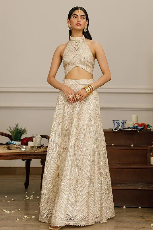 Picture of Threads & Motifs - Embroidered Blouse With Lehenga - 8442 - Available at Raja Sahib