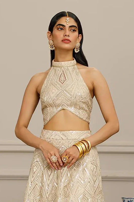 Picture of Threads & Motifs - Embroidered Blouse With Lehenga - 8442 - Available at Raja Sahib