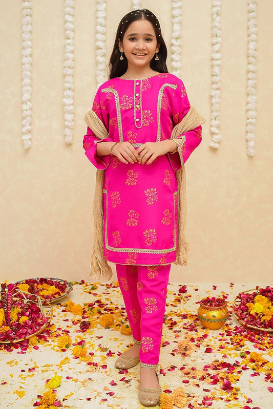 Picture of Modest - Rawsilk 3 Piece Pink Suit - 8935 - Available at Raja Sahib