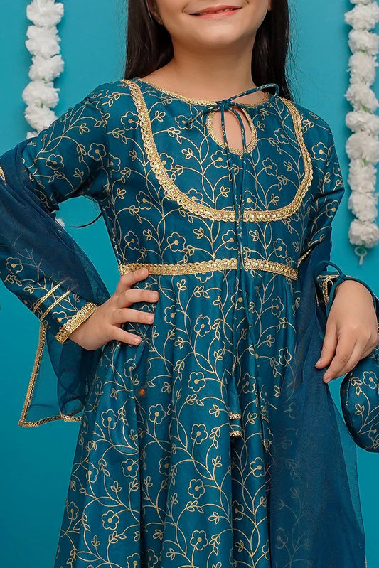 Picture of Modest - Toddlers Cotton Blue Frock - 9230 - Available at Raja Sahib