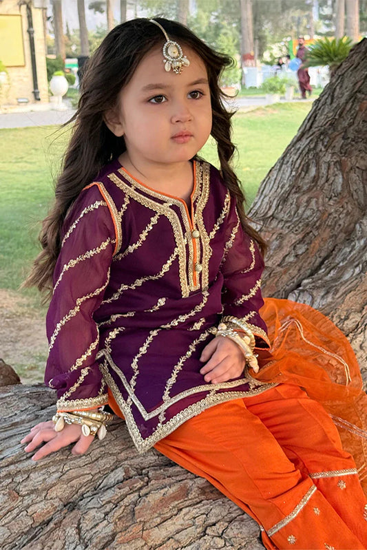 Picture of Modest - Girls 3 Piece Suit - Purple Delight - Available at Raja Sahib