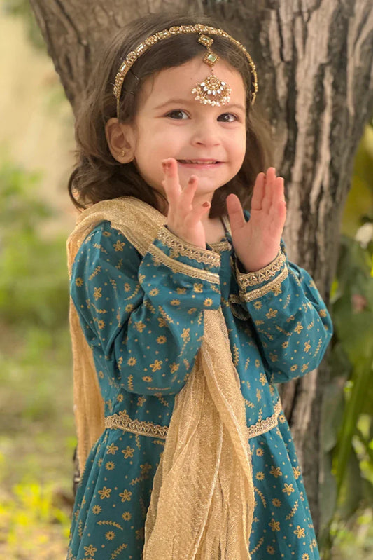 Picture of Modest - Girls 3 Piece Suit - Blue Ice - Available at Raja Sahib
