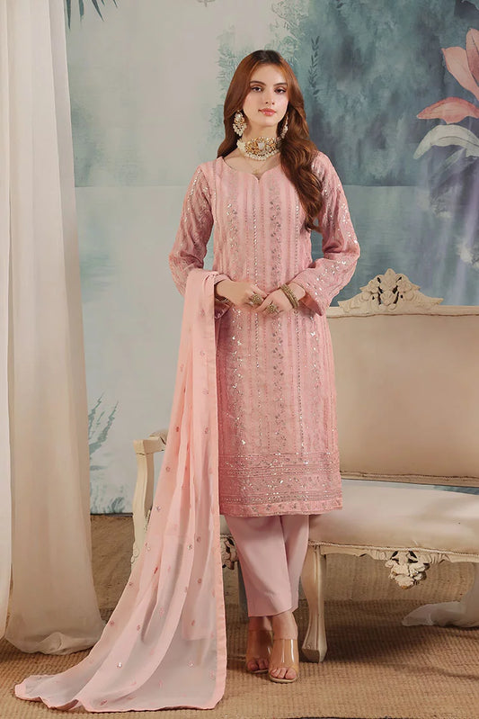 Picture of Abaan Zohan - Chandni - Tea Pink - 3 Piece - Available at Raja Sahib