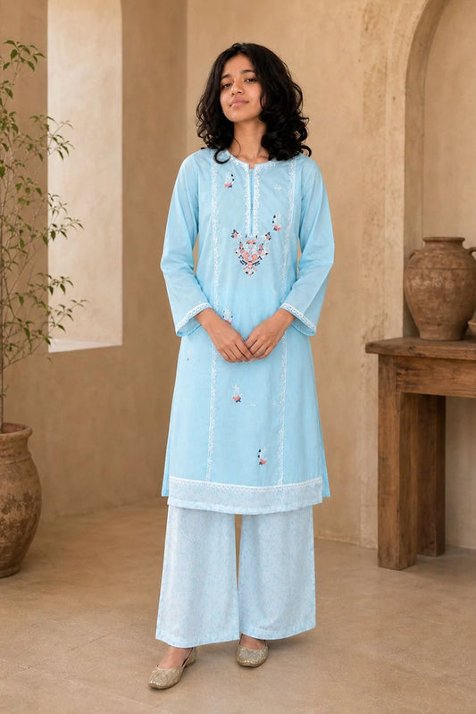 Picture of Abar - Chaoo - 2 Piece - Aqua Bloom - Available at Raja Sahib