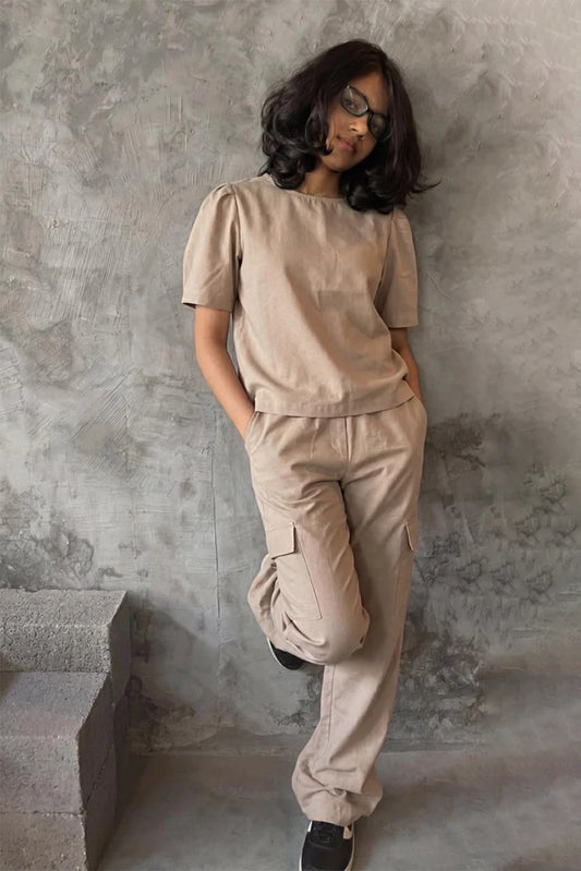 Picture of Abar - Monochrome Edit - 2 Piece - Sand Stone - Available at Raja Sahib