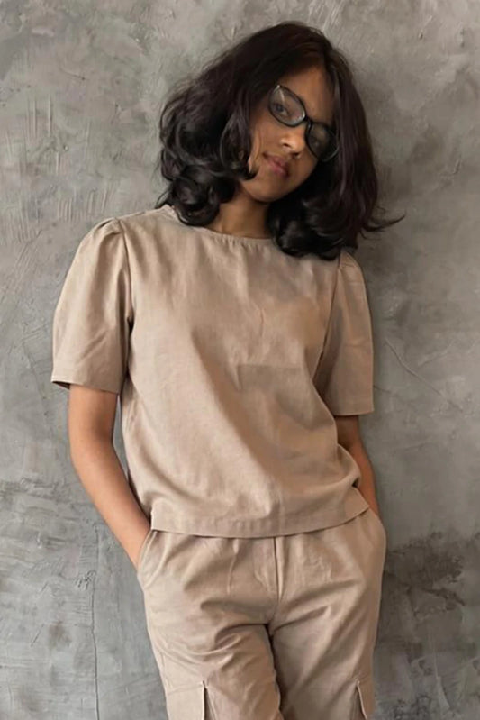 Picture of Abar - Monochrome Edit - 2 Piece - Sand Stone - Available at Raja Sahib