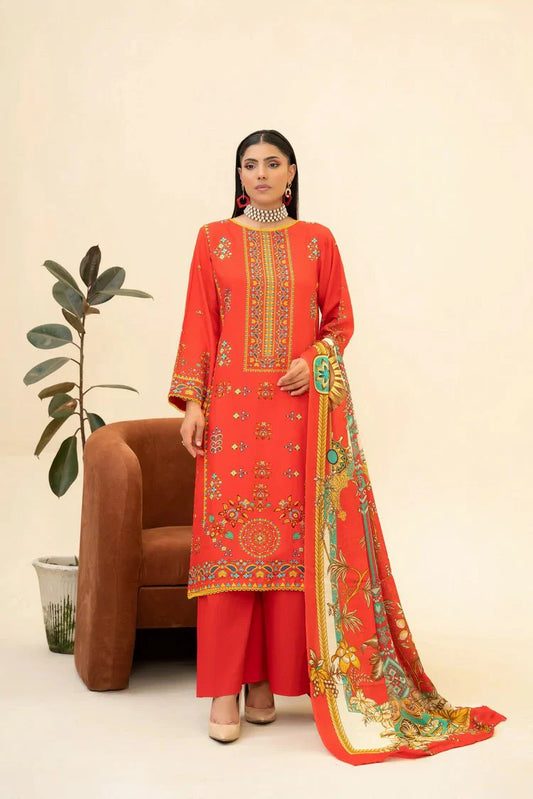 Picture of Lala - Lala Vintage Viscose Bana Dora Collection Vol 1 - LS-0412-Ruby Glow - Unstitched - Available at Raja Sahib