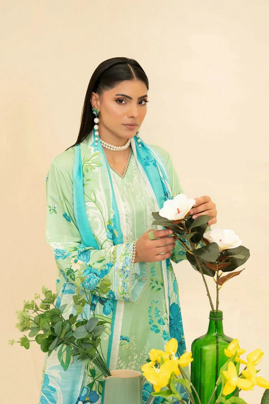 Picture of Lala - Lala Vintage Viscose Bana Dora Collection Vol 1 - LS-0413-Jade Whisper - Unstitched - Available at Raja Sahib