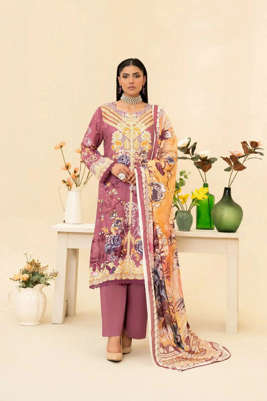 Picture of Lala - Lala Vintage Viscose Bana Dora Collection Vol 1 - LS-0414-Mauve Muse - Unstitched - Available at Raja Sahib