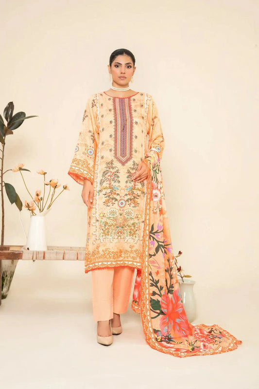 Picture of Lala - Lala Vintage Viscose Bana Dora Collection Vol 1 - LS-0419-Flamingo Veil - Unstitched - Available at Raja Sahib