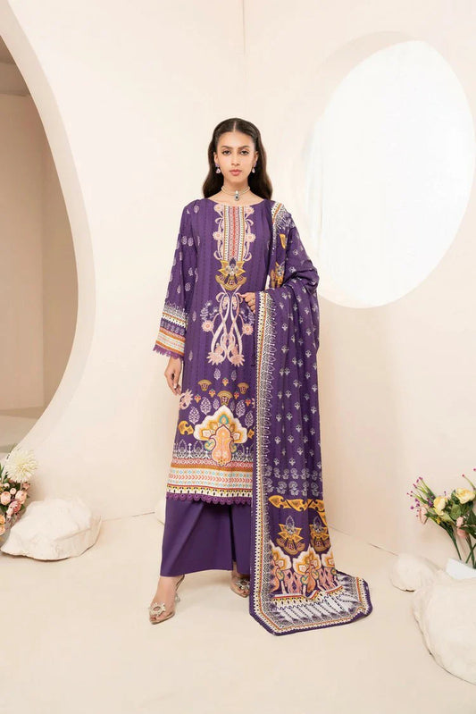 Picture of Lala - Mahee Doria Linen Collection Vol 1 - LS-0403-Imperial Violet - Unstitched - Available at Raja Sahib