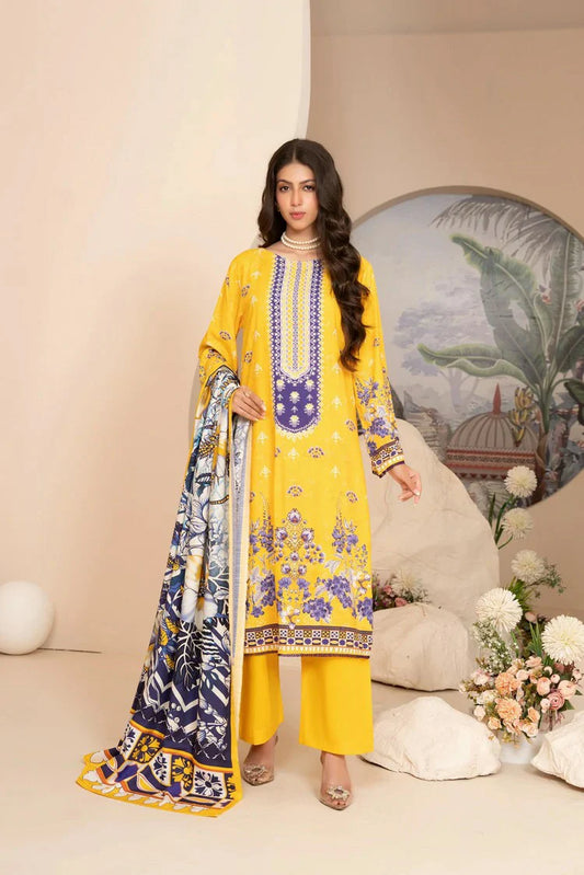 Picture of Lala - Mahee Doria Linen Collection Vol 1 - LS-0410-Golden Navy - Unstitched - Available at Raja Sahib