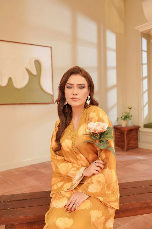 Picture of Lala - Sana Samia 2PC Winter Elegant Rod Collection - LS-0433-Caramel Radiance - Unstitched - Available at Raja Sahib