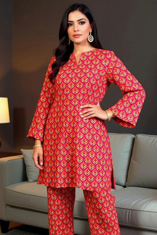 Picture of Lala - Blossom 2PC Linen Bana Dora Collection - LS-0395-Red Royale - Unstitched - Available at Raja Sahib