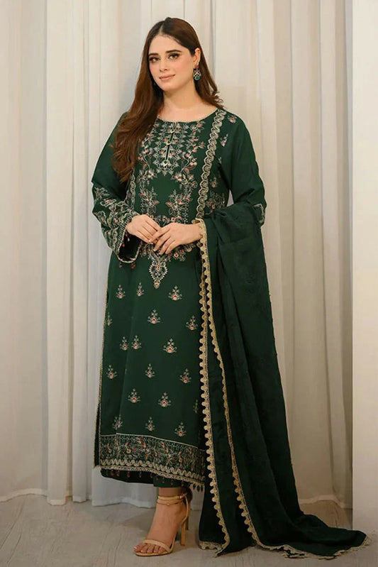 Picture of Nawaz Fabrics - Libaas Exclusive Winter Collection - LNF-68-Bottle Green - Unstitched - Available at Raja Sahib