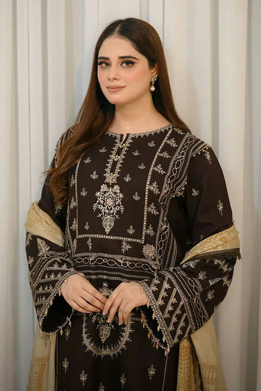 Picture of Nawaz Fabrics - Libaas Exclusive Winter Collection - LNF-69 BROWN - Unstitched - Available at Raja Sahib