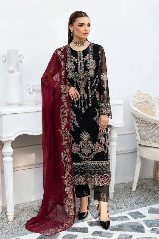 Picture of Ramsha - Chevron Embroidered Chiffon Collection Vol 10 - A-1008 - Unstitched - Available at Raja Sahib