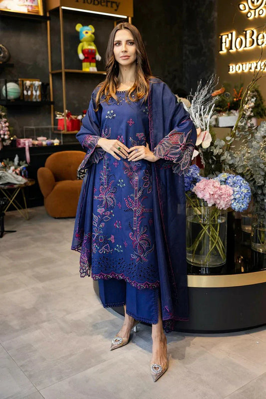 Picture of Rang Rasiya - Carnation Embroidered Lawn Collection - 01 Aqua - Unstitched - Available at Raja Sahib