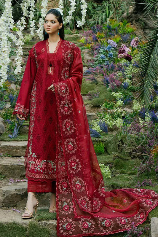 Picture of Zevk - Flora Festive Lawn Vol 2 - 01 RED ROSE - Unstitched - Available at Raja Sahib