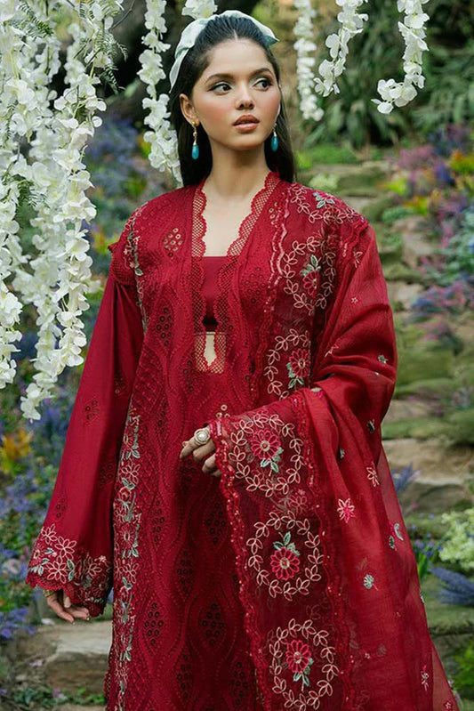 Picture of Zevk - Flora Festive Lawn Vol 2 - 01 RED ROSE - Unstitched - Available at Raja Sahib