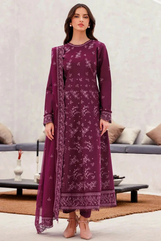 Picture of Farasha - Bahaar Embroidered Lawn Collection - 01 Regal Plum - Unstitched - Available at Raja Sahib