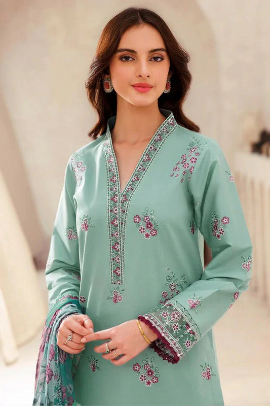 Picture of Farasha - Bahaar Embroidered Lawn Collection - 08 Cyan Whisper - Unstitched - Available at Raja Sahib