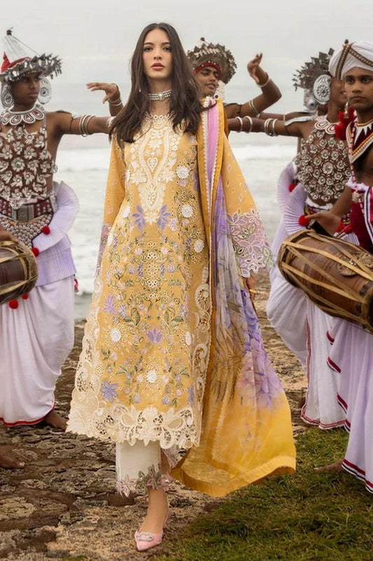 Picture of Mushq - Manaram Luxury Lawn Collection - 11 Gold Glow - Unstitched - Available at Raja Sahib