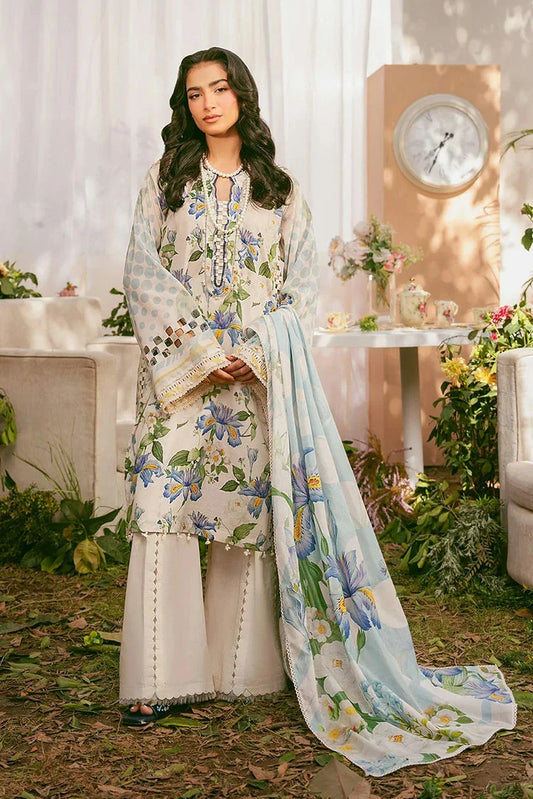 Picture of Elaf - Premium Prints Summer Collection Vol 2 - EPS-6A IVORY PETALS - Unstitched - Available at Raja Sahib