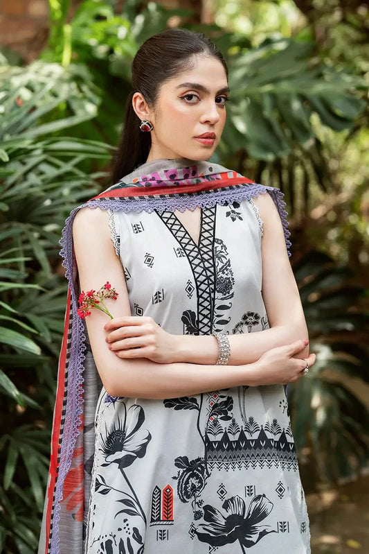 Picture of Asifa & Nabeel - Yakin Lawn Collection - Wildflower Veil-(YKL25-09) - Unstitched - Available at Raja Sahib