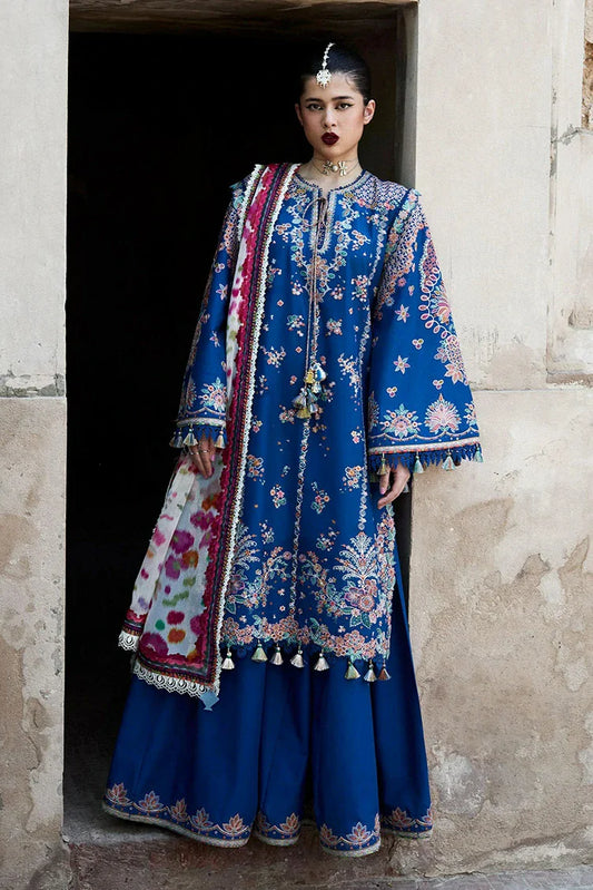 Picture of Hussain Rehar - Nirmal Embroidered Lawn Eid Collection - 10 Zarqa - Unstitched - Available at Raja Sahib