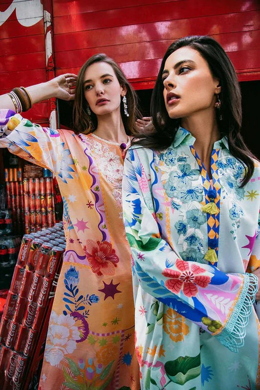 Picture of Mushq - La Dolce Hemline Prints Vol 2 - 5B Flaming Roses - Unstitched - Available at Raja Sahib