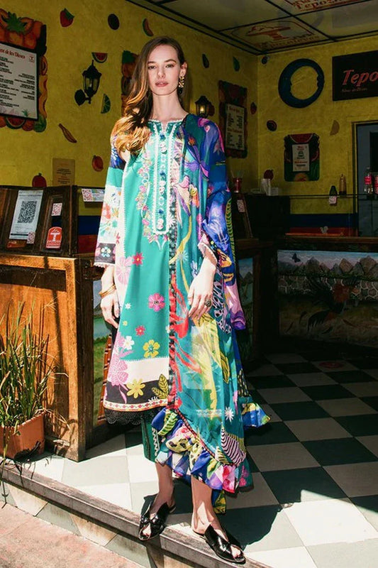 Picture of Mushq - La Dolce Hemline Prints Vol 2 - 7A Water Dancers - Unstitched - Available at Raja Sahib