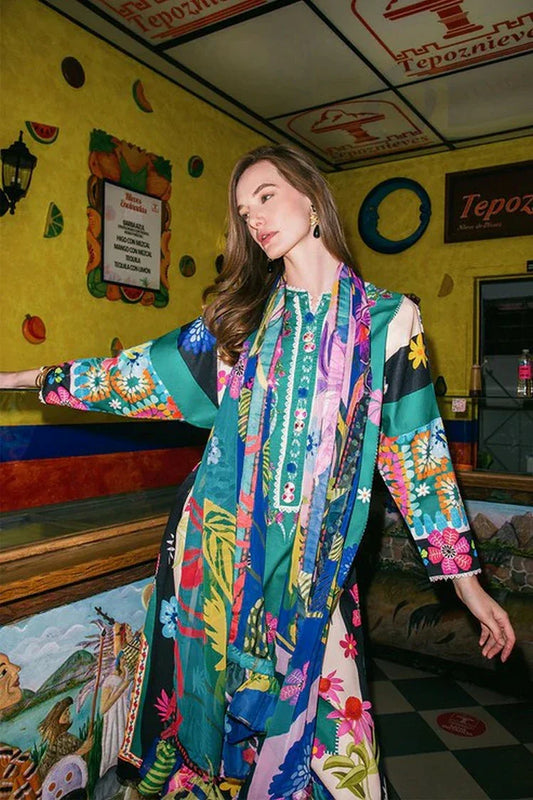 Picture of Mushq - La Dolce Hemline Prints Vol 2 - 7A Water Dancers - Unstitched - Available at Raja Sahib