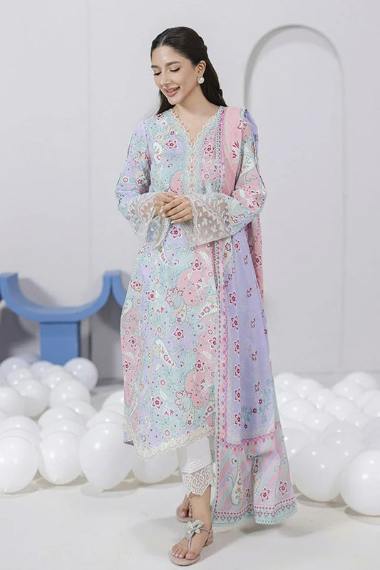 Picture of Qalamkar - Qprints Floral Embroidered Eid Collection - EM-03 (A) JADE - Unstitched - Available at Raja Sahib