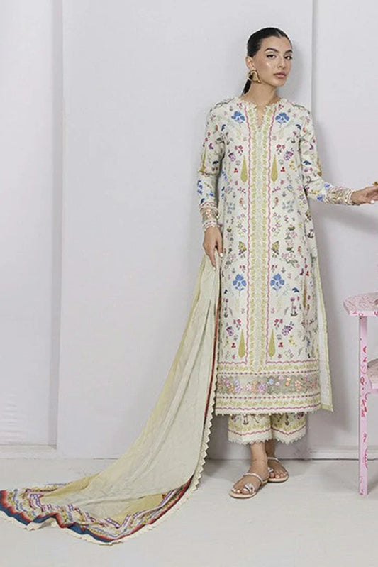 Picture of Qalamkar - Qprints Floral Embroidered Eid Collection - EM-09 (A) HAZEL - Unstitched - Available at Raja Sahib