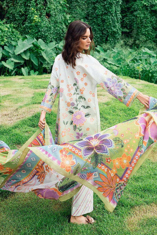 Picture of Roheenaz - Garden Veil Printed Lawn Collection - 4B Melon Muse - Unstitched - Available at Raja Sahib