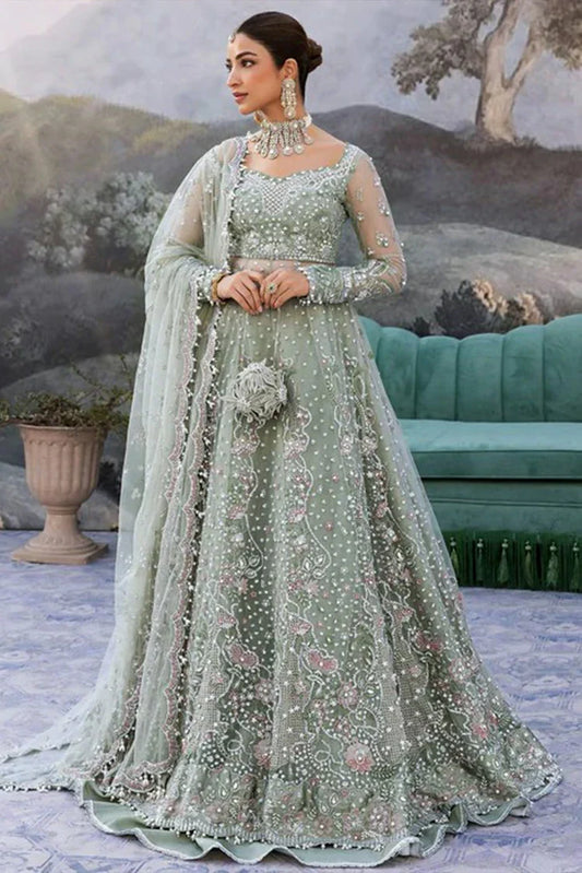 Picture of Sadaf Fawad Khan - Siraa Festive Luxe Collection - 01 Seafoam - Unstitched - Available at Raja Sahib