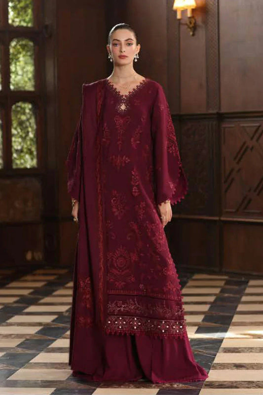 Picture of Noor by Saadia Asad - Noor Winter Pashmina Shawl - D13-Royal Claret - Unstitched - Available at Raja Sahib