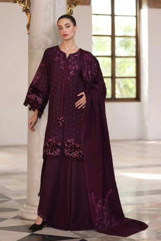 Picture of Noor by Saadia Asad - Noor Winter Pashmina Shawl - D9-Damson - Unstitched - Available at Raja Sahib