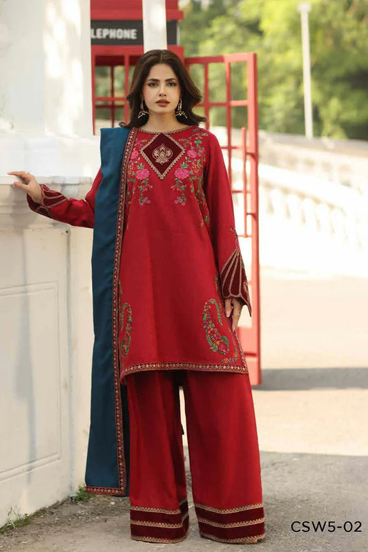 Picture of Charizma - Signature Embroidered Peach Leather & Velvet Collection - CSW5-02 - Unstitched - Available at Raja Sahib