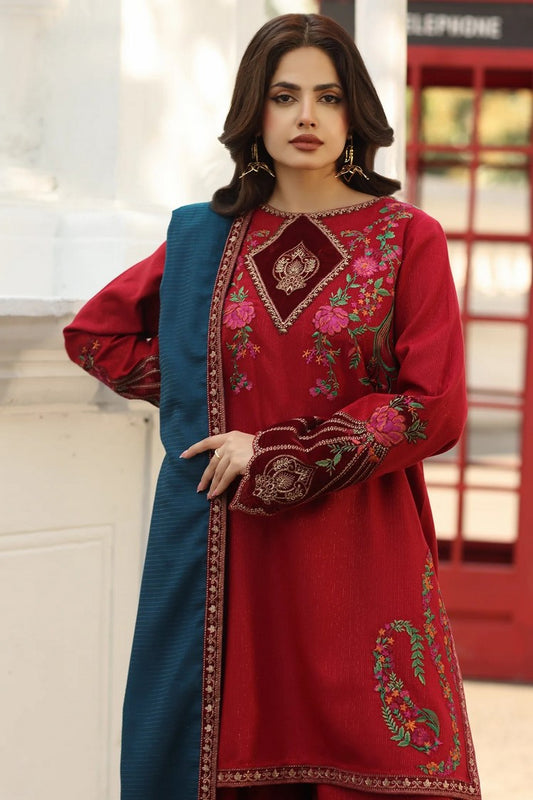 Picture of Charizma - Signature Embroidered Peach Leather & Velvet Collection - CSW5-02 - Unstitched - Available at Raja Sahib