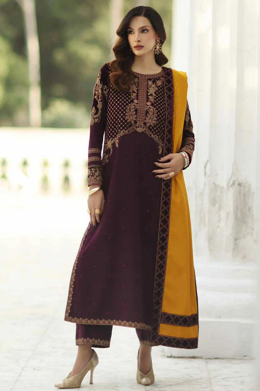 Picture of Charizma - Signature Embroidered Peach Leather & Velvet Collection - CSW5-09 - Unstitched - Available at Raja Sahib