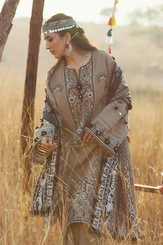 Saira Rizwan - Heritage Khaddar Karandi Collection - RUKH-02 - Unstitched